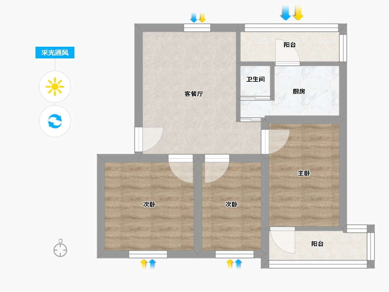 广东省-深圳市-铁路小区-45.71-户型库-采光通风