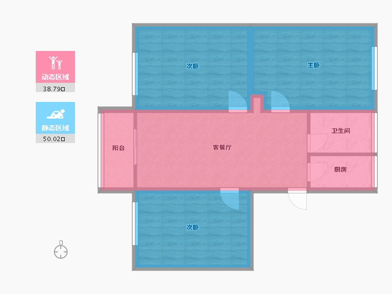 海南省-海口市-龙屋小区(龙华)-79.43-户型库-动静分区