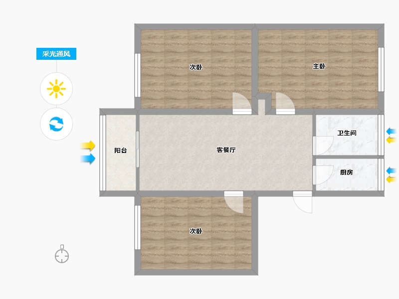 海南省-海口市-龙屋小区(龙华)-79.43-户型库-采光通风