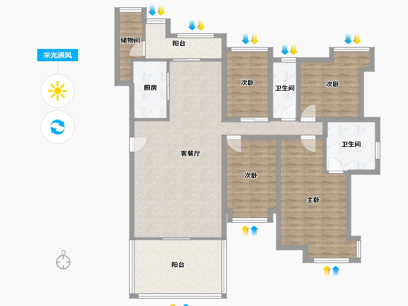 广东省-深圳市-海怡东方花园-132.83-户型库-采光通风