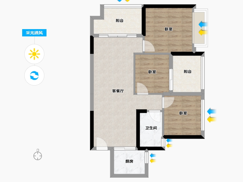 广东省-深圳市-新世界松风明月住宅-67.73-户型库-采光通风