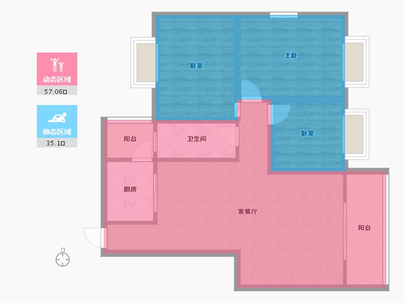 广东省-深圳市-中南花园-82.46-户型库-动静分区