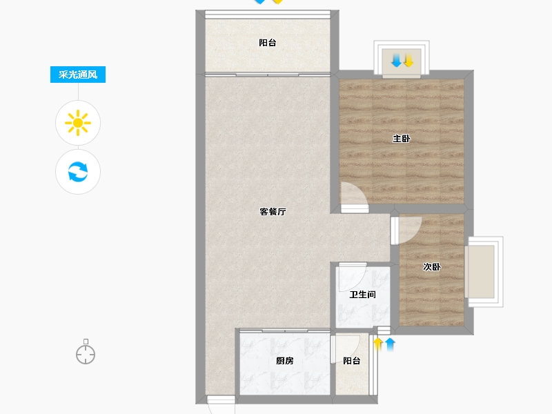 广东省-深圳市-富通蟠龙居-63.99-户型库-采光通风