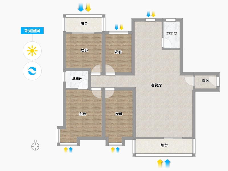 广东省-深圳市-铁路小区-98.42-户型库-采光通风