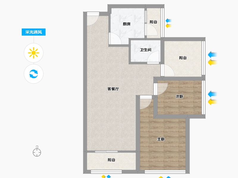 广东省-深圳市-宏发世纪城二期-64.24-户型库-采光通风