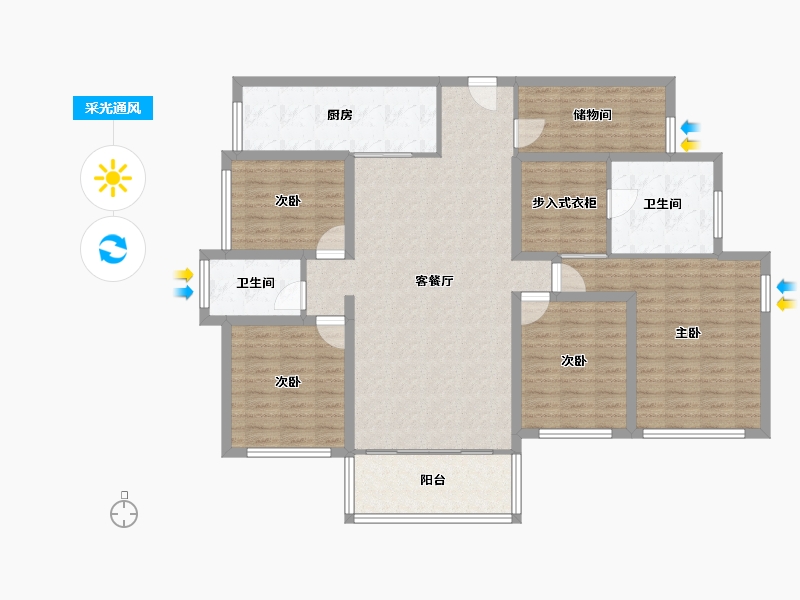 广东省-深圳市-宝能城花园东区-129.75-户型库-采光通风