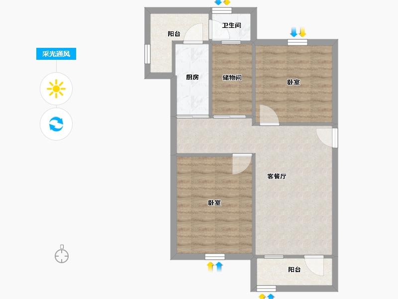 广东省-深圳市-贝丽花园-61.12-户型库-采光通风