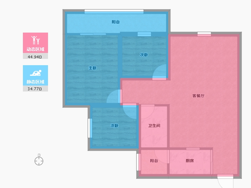 湖北省-黄冈市-东方颐园-70.75-户型库-动静分区