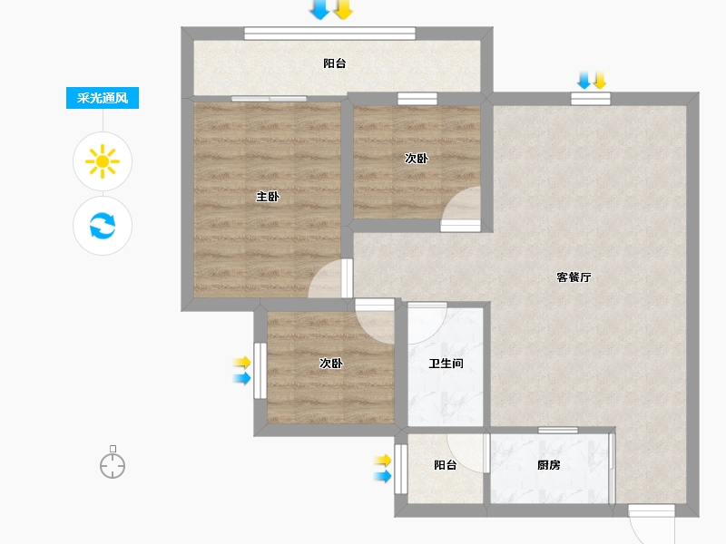 湖北省-黄冈市-东方颐园-70.75-户型库-采光通风