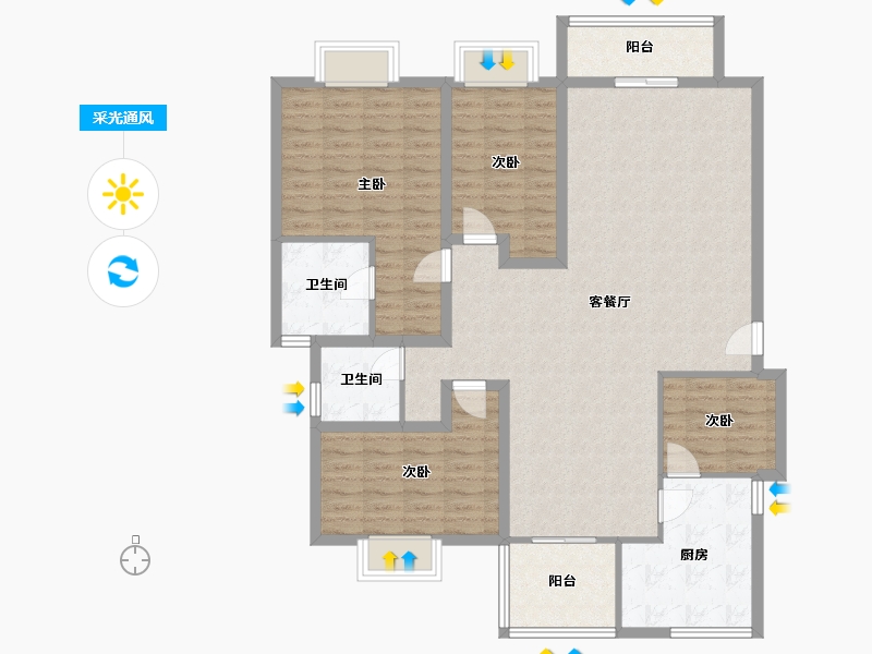 广东省-深圳市-鸣翠谷-125.31-户型库-采光通风