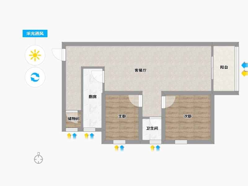 广东省-深圳市-合正锦湖逸园-57.19-户型库-采光通风