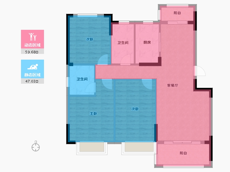 湖北省-黄冈市-鸿城壹号院-101.97-户型库-动静分区