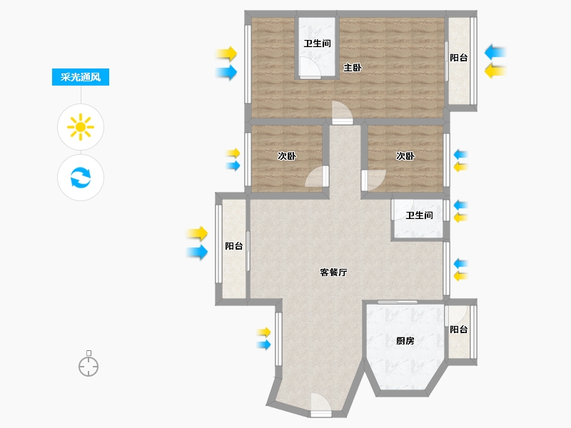 广东省-深圳市-鸿翔花园-100.66-户型库-采光通风