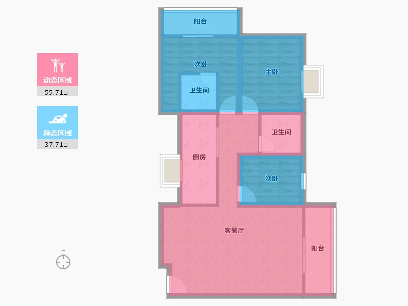 广东省-深圳市-京光海景花园-82.76-户型库-动静分区