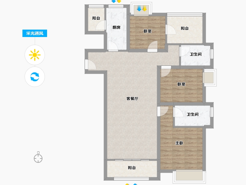 广东省-深圳市-华侨城四海云亭-96.17-户型库-采光通风