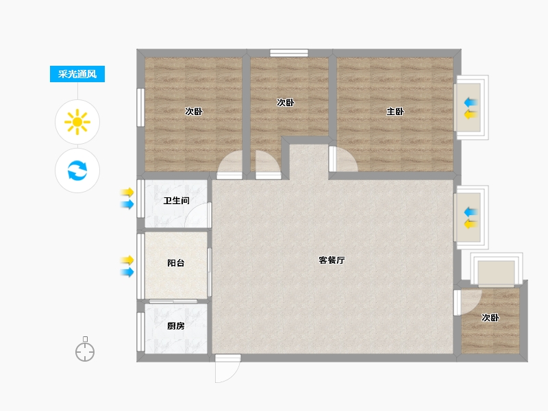 广东省-深圳市-大冲新城花园-87.80-户型库-采光通风