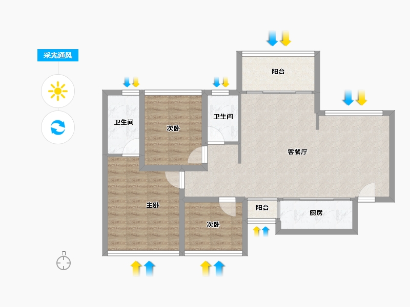 广东省-深圳市-华晖云门-82.25-户型库-采光通风