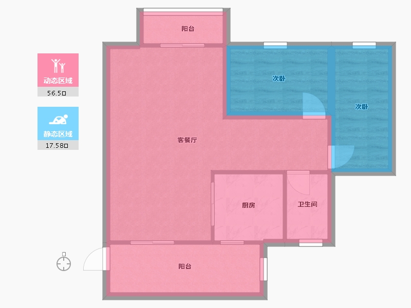 广东省-深圳市-晶品居-66.37-户型库-动静分区