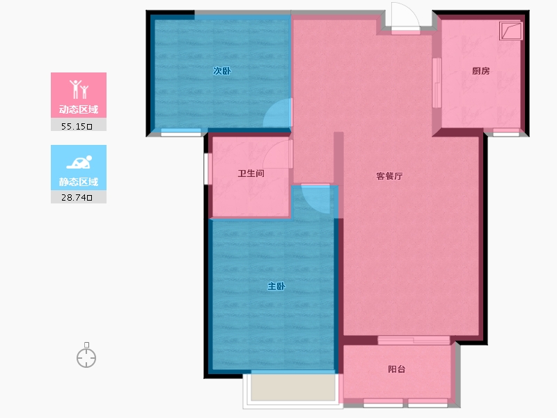 河南省-新乡市-蓝葆湾6期-75.20-户型库-动静分区