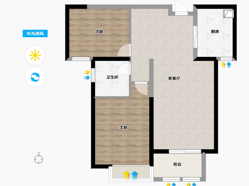 河南省-新乡市-蓝葆湾6期-75.20-户型库-采光通风