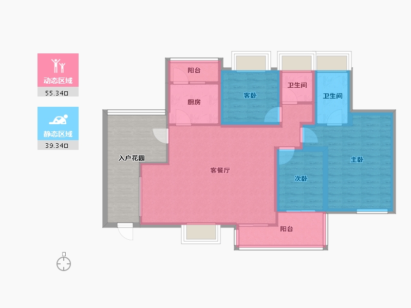 广东省-深圳市-锦绣江南一二三期-96.89-户型库-动静分区