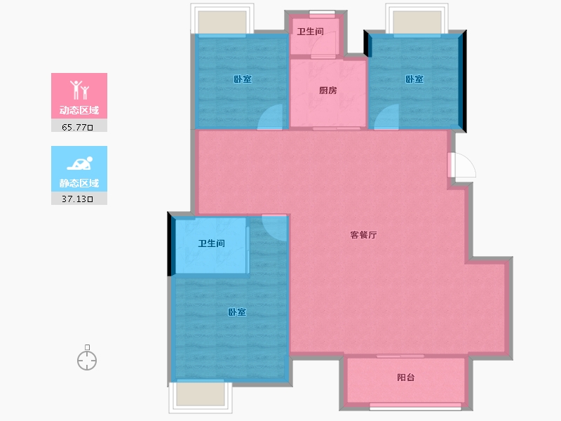 四川省-成都市-海天文苑-94.66-户型库-动静分区