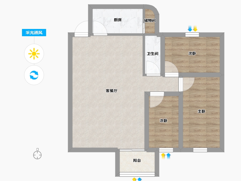 广东省-深圳市-泊林花园-57.41-户型库-采光通风