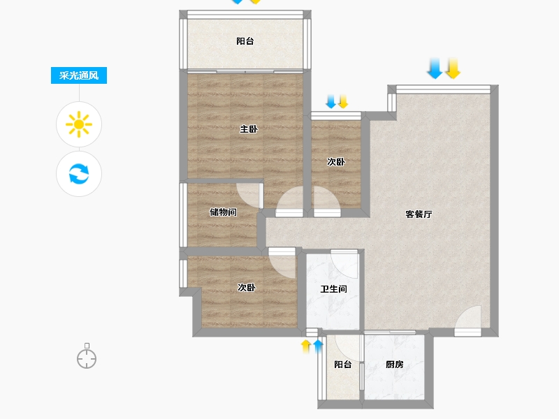 广东省-深圳市-保利上城-67.25-户型库-采光通风