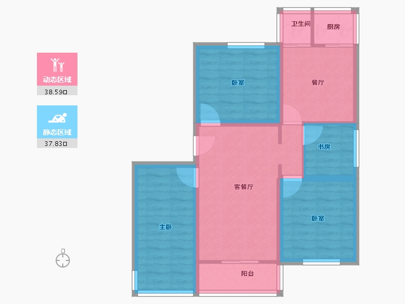 海南省-海口市-龙屋小区(龙华)-67.34-户型库-动静分区