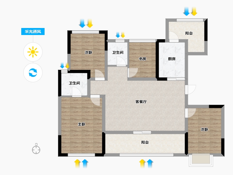 四川省-成都市-锦绣天宸-104.98-户型库-采光通风