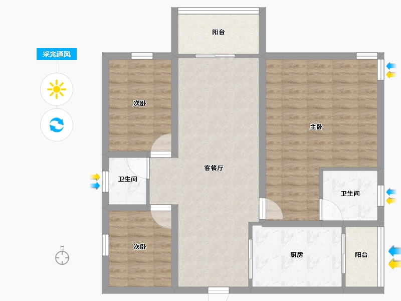 广东省-深圳市-万裕椰风海岸-86.30-户型库-采光通风