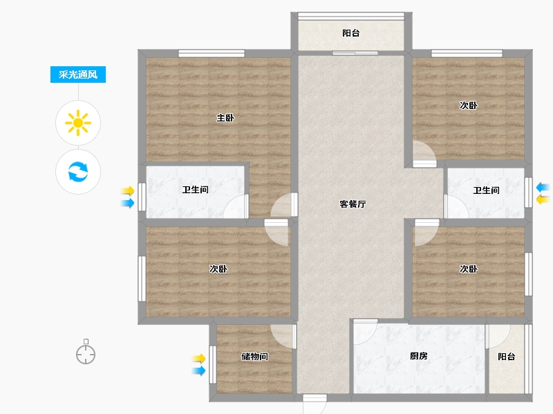 广东省-深圳市-金泓凯旋城-124.58-户型库-采光通风