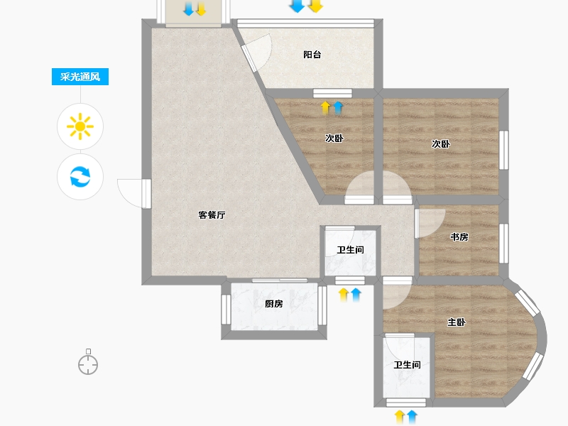 广东省-深圳市-洪湖花园-67.81-户型库-采光通风