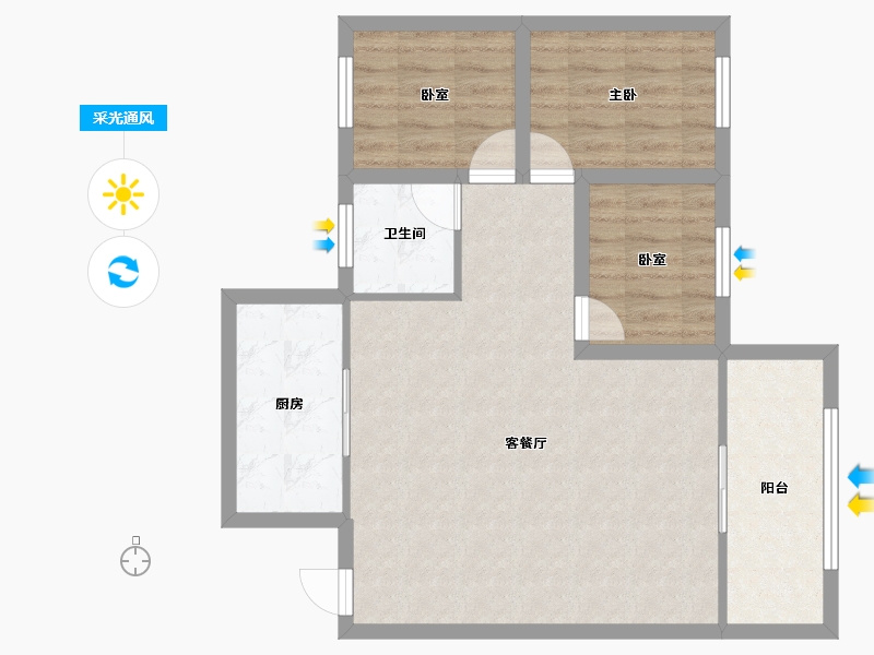 广东省-深圳市-南新苑-74.26-户型库-采光通风