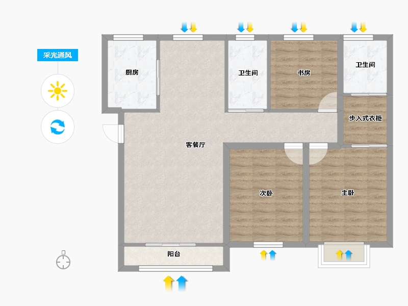 广东省-深圳市-百仕达花园(一期)-94.64-户型库-采光通风