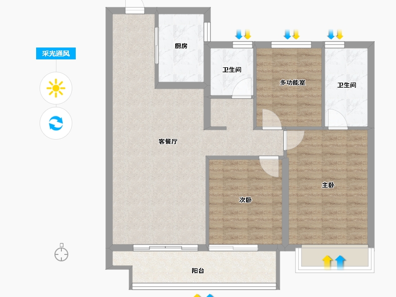 河北省-廊坊市-绿地光屿森林-85.00-户型库-采光通风