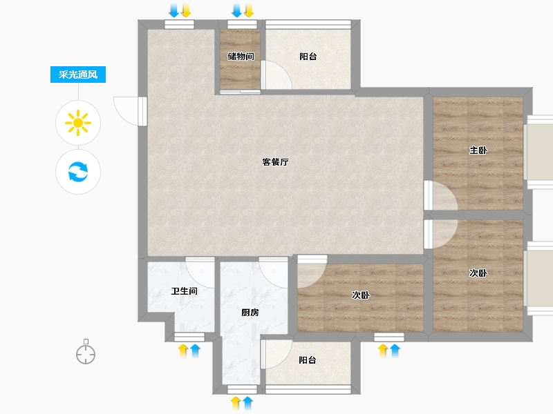 广东省-深圳市-城市天地广场-73.34-户型库-采光通风