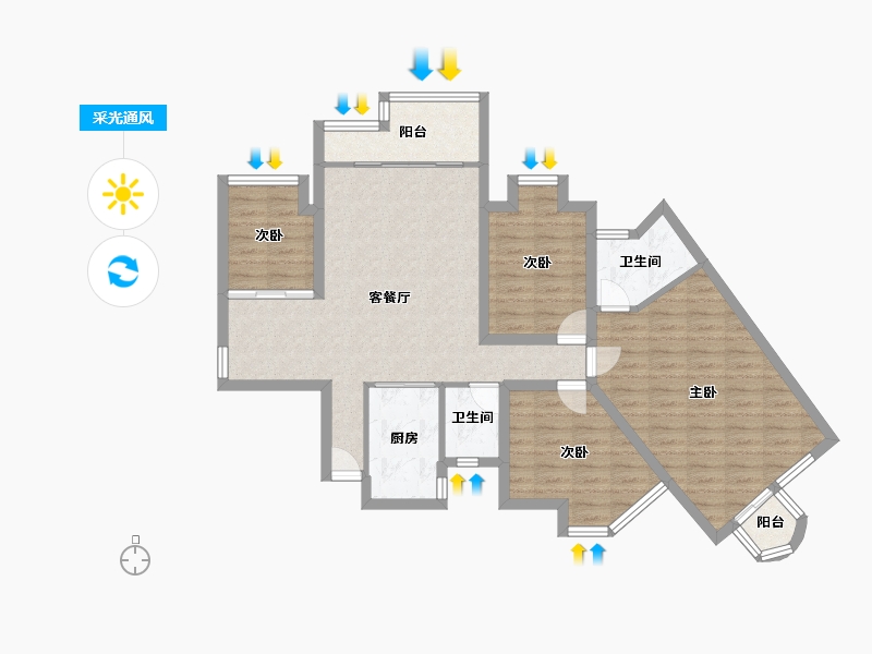 广东省-深圳市-豪方现代豪园-93.11-户型库-采光通风