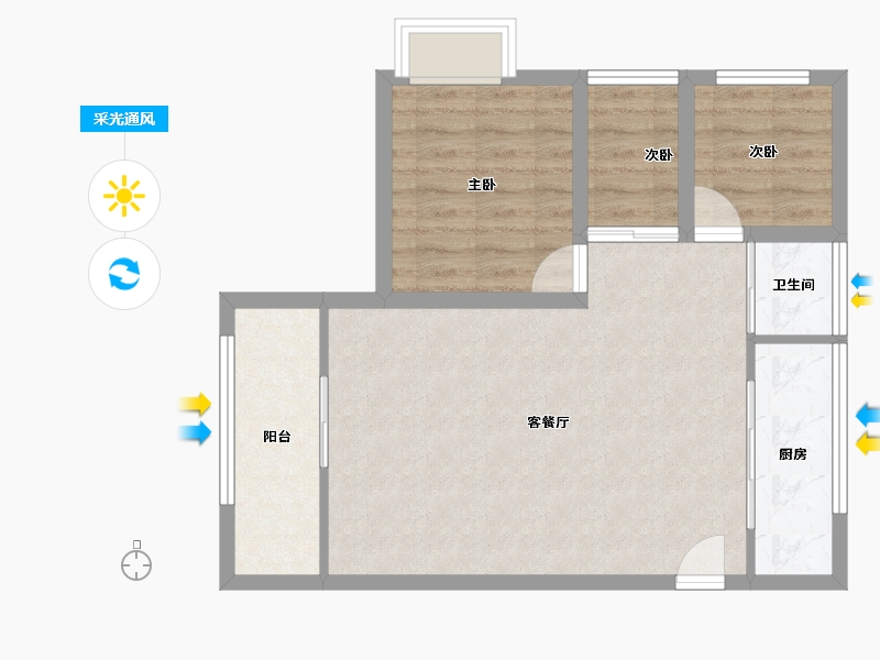 广东省-深圳市-鸿洲新都-65.58-户型库-采光通风