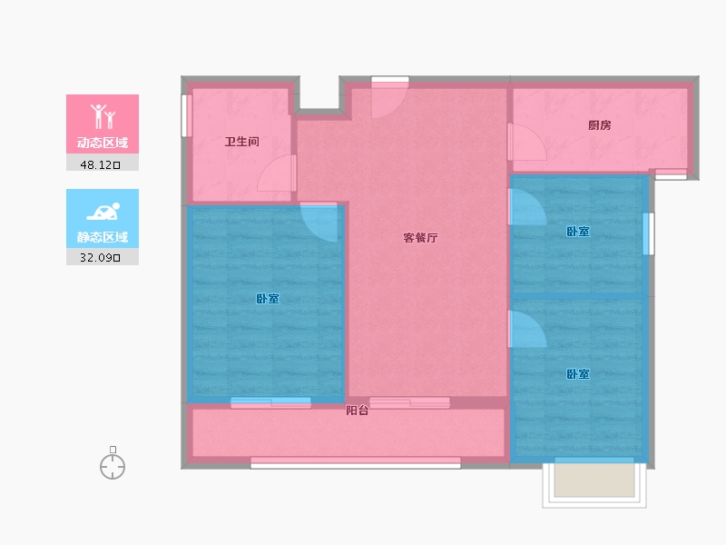 甘肃省-兰州市-新区万科城-72.68-户型库-动静分区