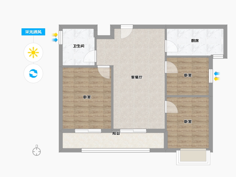 甘肃省-兰州市-新区万科城-72.68-户型库-采光通风