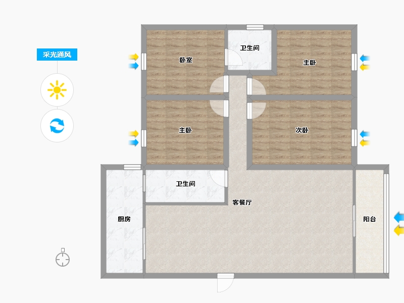 广东省-深圳市-新龙岗花园-118.51-户型库-采光通风