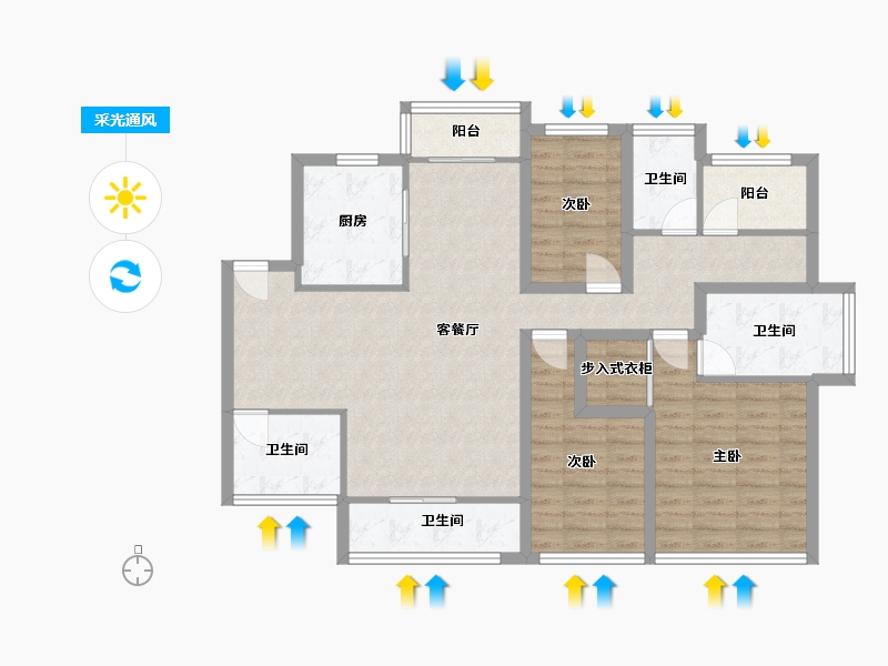 广东省-深圳市-宏发世纪城二期-103.80-户型库-采光通风