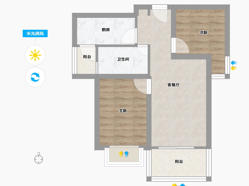 广东省-深圳市-鼎太风华(七期)-45.16-户型库-采光通风