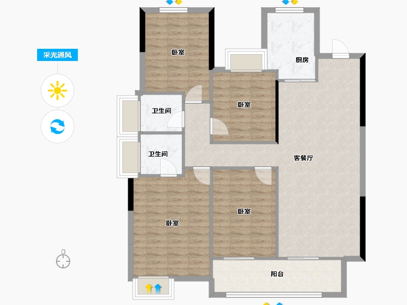 湖北省-武汉市-平安璟园-112.77-户型库-采光通风