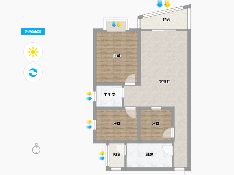 广东省-深圳市-中南花园-71.62-户型库-采光通风