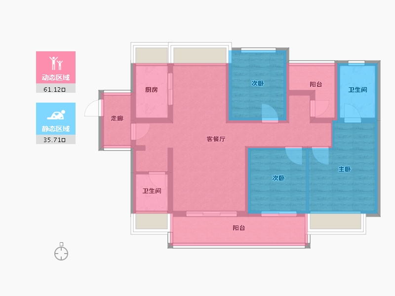 广东省-佛山市-卓越碧桂园天悦湾-83.83-户型库-动静分区