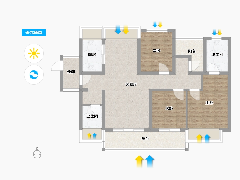 广东省-佛山市-卓越碧桂园天悦湾-83.83-户型库-采光通风