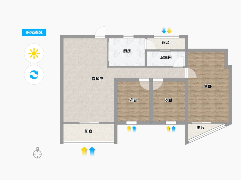 广东省-深圳市-阳光带海滨城(二期)-79.47-户型库-采光通风