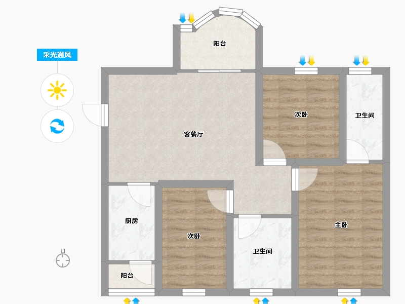 广东省-深圳市-东方海雅居-70.27-户型库-采光通风